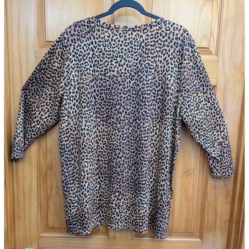 Lands' End Women XL Fit Flare Leopard Print Pullover Long Sleeves Tunic - Picture 6 of 9